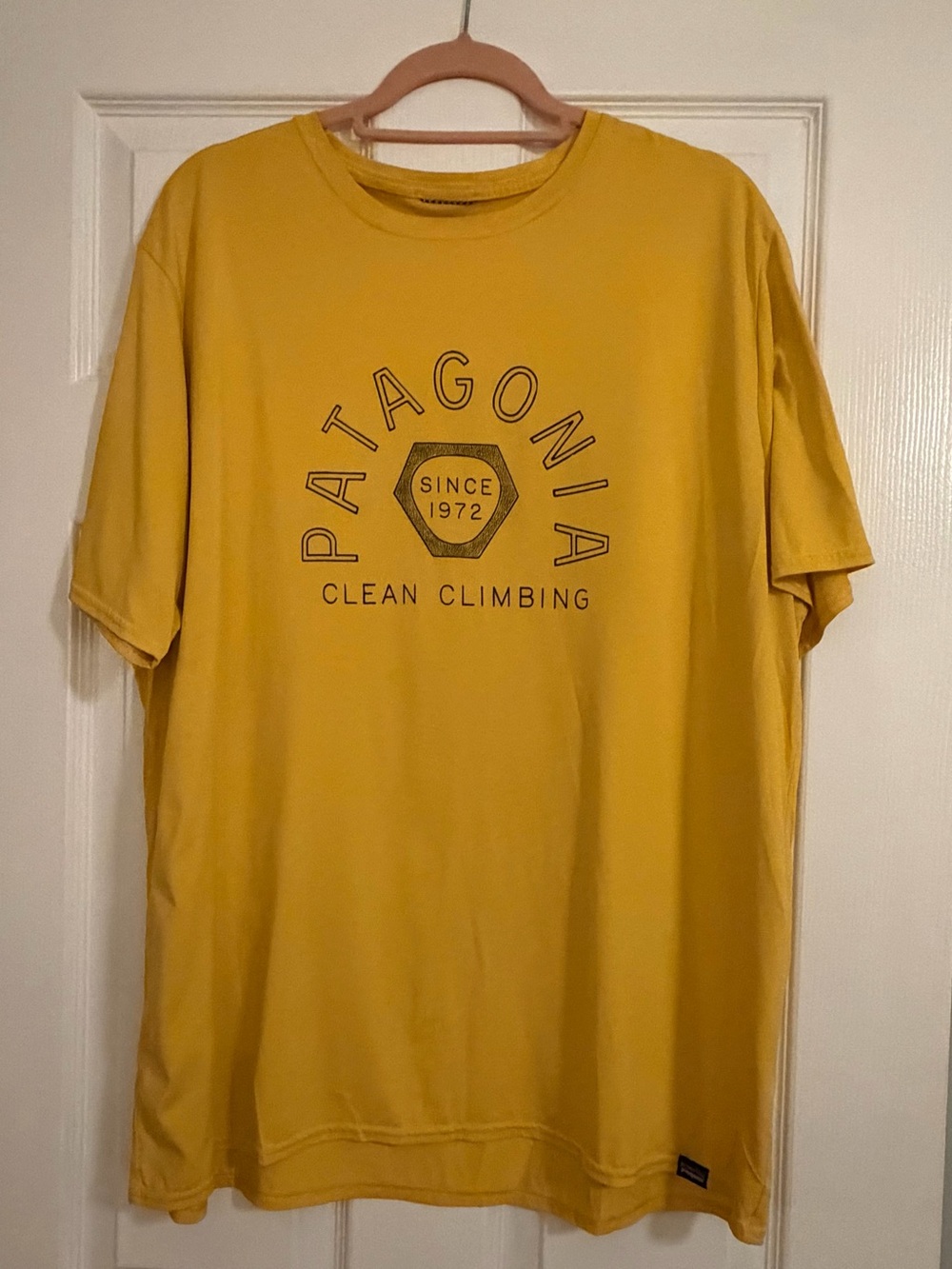 Patagonia Men's Yellow 'Clean Climbing' Graphic Tee